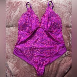 NWT Yitty Smoothing Lace Tanga Bodysuit – XL – Magenta/Neon Pink